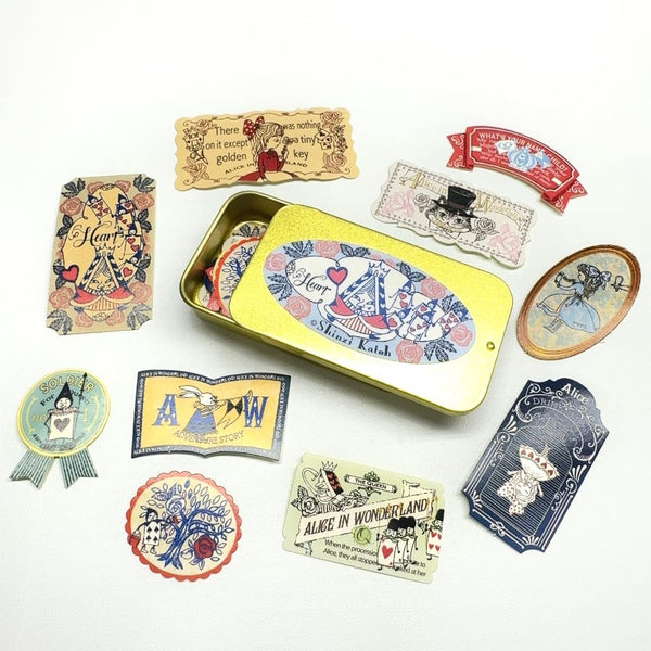 Alice in Wonderland Sticker in Small Metal Box